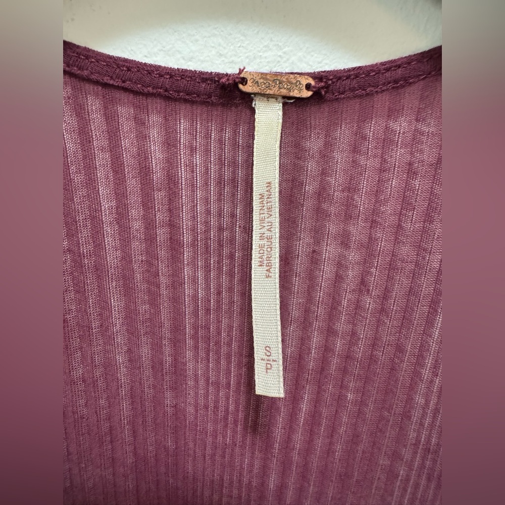 Revolve Free People Day Dreaming Ruffled Balloon Sleeve Top small burgundy - Picture 5 of 5